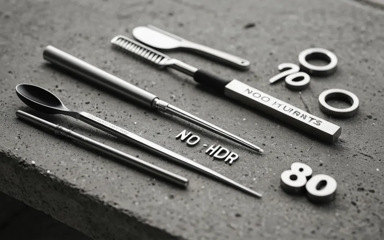 diş aletleri Clean editorial still life of modern dental instruments arranged neatly on a concrete surface with diffused soft light and monochrome neutral tones